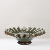 Sabine glass bowl, forest green and brown, pre-order