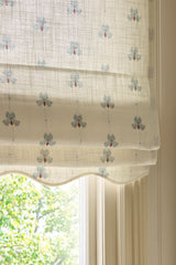 Scalloped Edge Sweet pea roman blind - Dove Blue