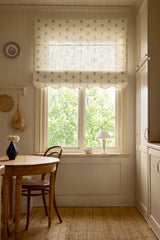 Scalloped Edge Sweet pea roman blind - Dove Blue