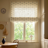 Scalloped Edge Sweet pea roman blind - Dove Blue