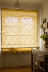 Scalloped Edge Linen roman blind - Oat/off-white