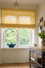 Scalloped Edge Linen roman blind - Oat/off-white