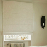 Ready-made linen blackout Roman blind, off-white, 137cm wide, drop 230cm (single)