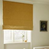Ready-made linen blackout Roman blind, mustard, 126cm wide, drop 185cm (single)