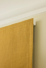 Ready-made linen blackout Roman blind, mustard, 126cm wide, drop 185cm (single)