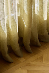 Sheer linen curtain - Olive Green
