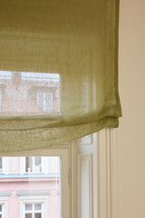 Sheer linen soft roman blind - Olive Green