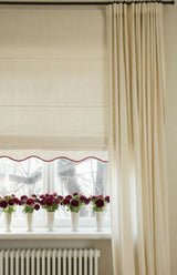 Scalloped Edge Linen Roman Blind - Ivory - Blackout Lined