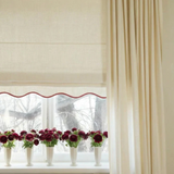 Scalloped Edge Linen Roman Blind - Ivory - Blackout Lined