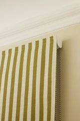 Stripe Linen Roman Blind - Olive green - Blackout Lined