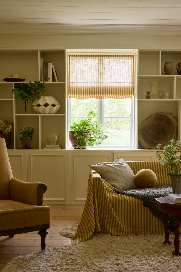 Stripe linen roman blind - Mustard