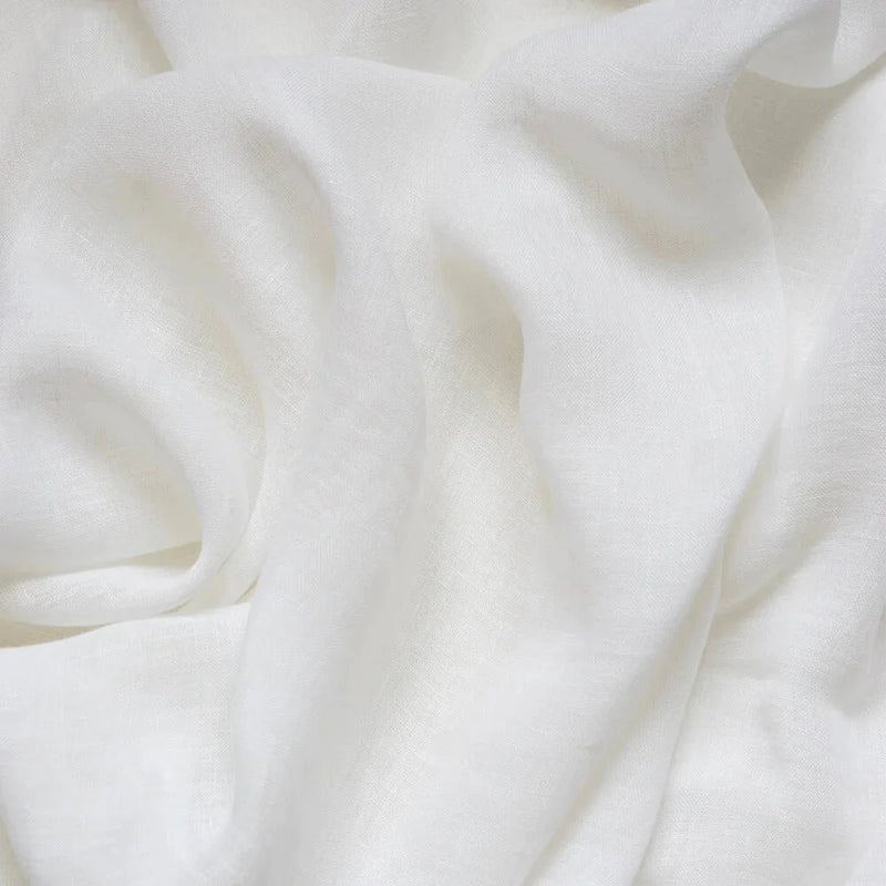 Sheer Linen café curtain, double pole - Pure white