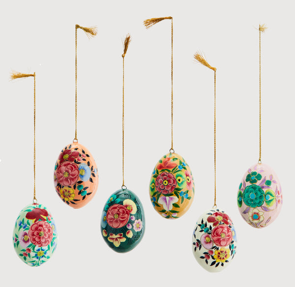Tuva hand-painted decorative paper eggs - set of 6 (2 left)