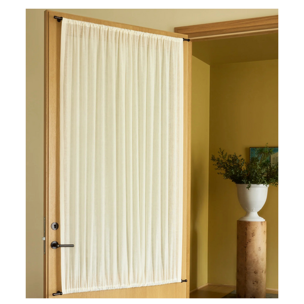 Sheer Linen café curtain, double pole - off-white
