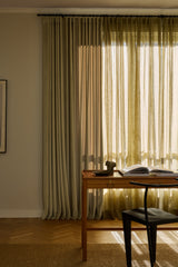 Sheer linen curtain - Olive Green