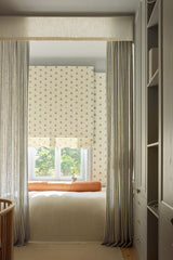 Scalloped Edge Sweet Pea Roman Blind - Dove Blue - Blackout Lined