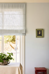 Stripe linen roman blind - Dove blue