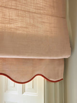 Scalloped Edge Linen roman blind - Dusty pink / Terracotta