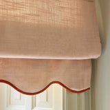 Scalloped Edge Linen roman blind - Dusty pink / Terracotta