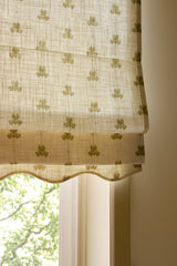 Scalloped Edge Sweet pea roman blind - Olive Green