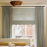 Scalloped Edge Linen roman blind - Dove Blue