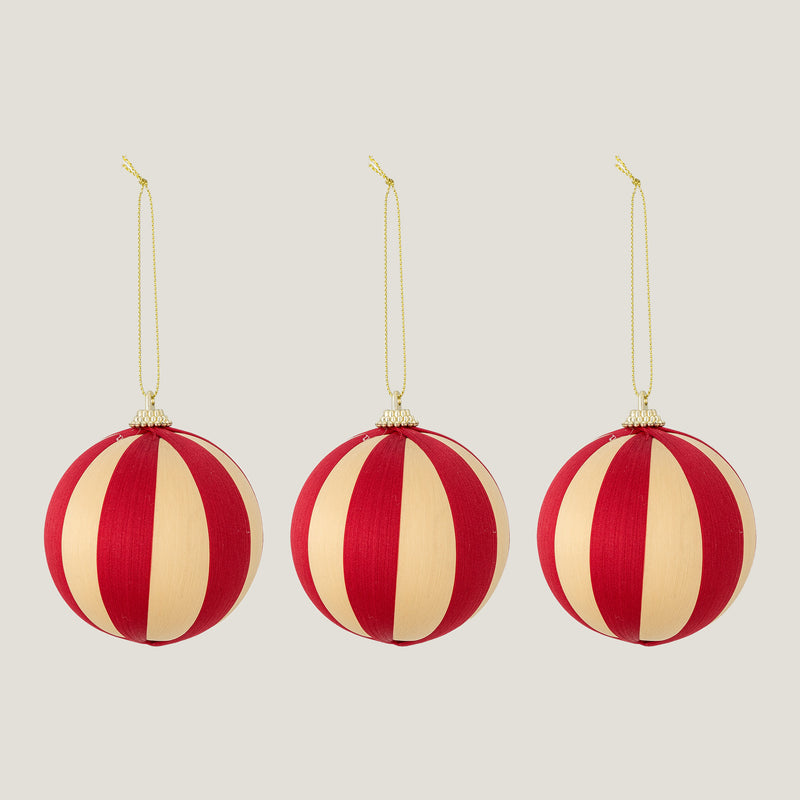 Wynn silk-thread bauble, candy stripe, set of 3