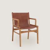 Ollie teak and leather lounge chair
