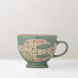 Rosalynde hand-painted stoneware mug, Aqua