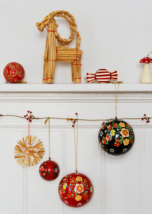 Meya hand-painted multicoloured bauble, black (pre-order)