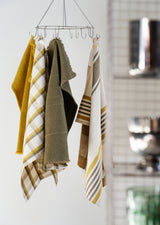 Lina Stripe kitchen tea towel, khaki, brown and cream
