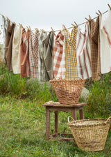 Linnea Check kitchen tea towel, mustard and charcoal check