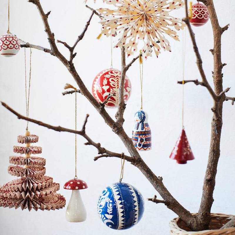 Jul hand-painted multicoloured baubles - set of two