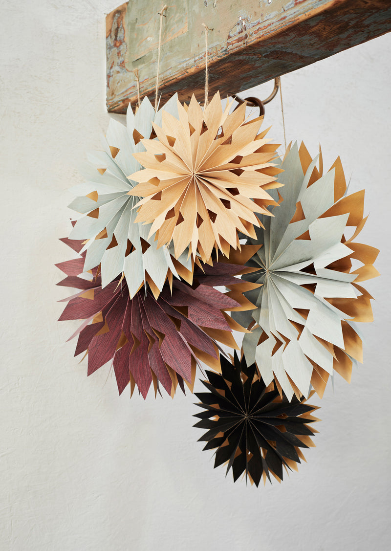Frostig star ornament with LED light, natural