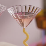 Coupe curve cocktail glass, caramel & pink, set of 2 (2 left)