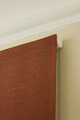 Scalloped Edge Linen Roman Blind - Terracotta - Blackout Lined