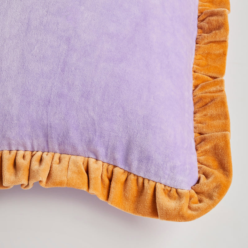 Leinikki lavender and apricot velvet cushion