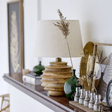 Mango wood table lamp with cotton lampshade