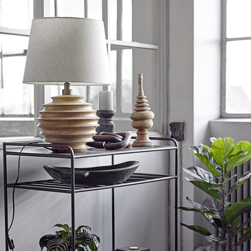 Mango wood table lamp with cotton lampshade