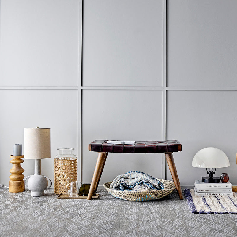 Grey Terracotta table lamp with linen lampshade