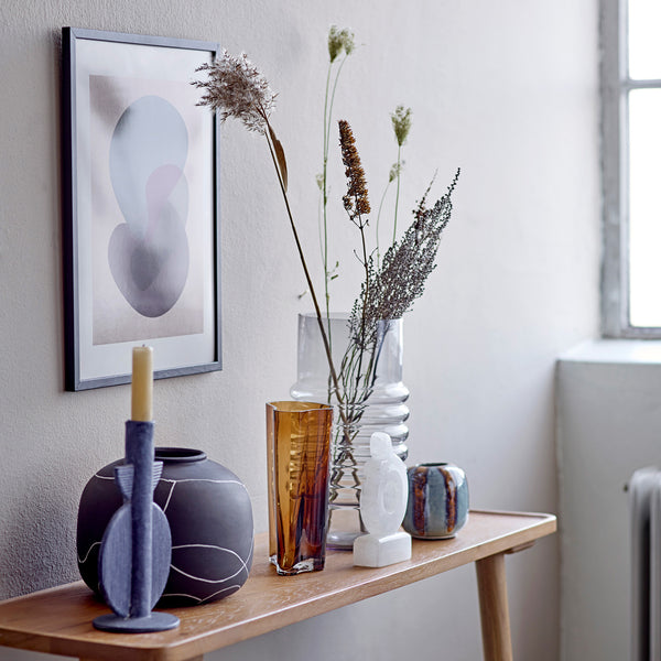 Bess blue candle stick holder