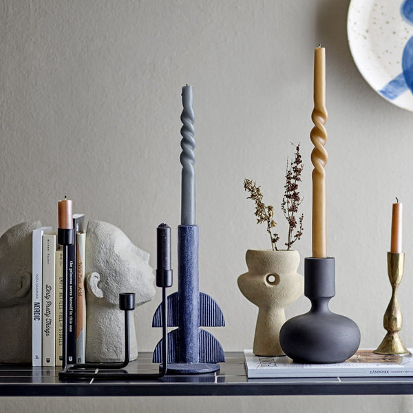 Bess blue candle stick holder