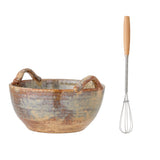 Dahlia handmade stoneware bowl with whisk