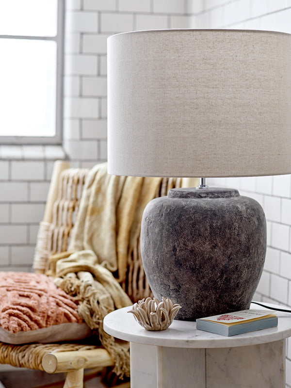 Isabelle stoneware table lamp with linen lampshade