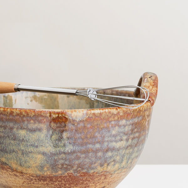 Dahlia handmade stoneware bowl with whisk