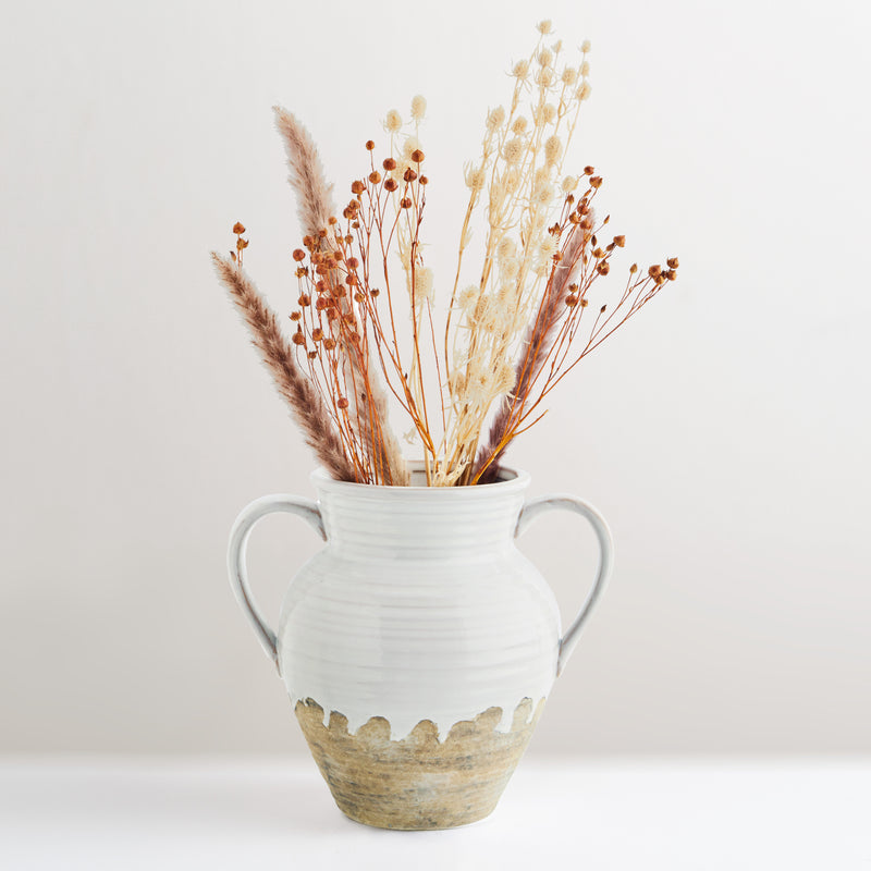 Eva handcrafted stoneware vase with handles