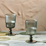 Fali ribbed wine glass - smoke