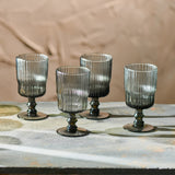 Fali ribbed wine glass - smoke