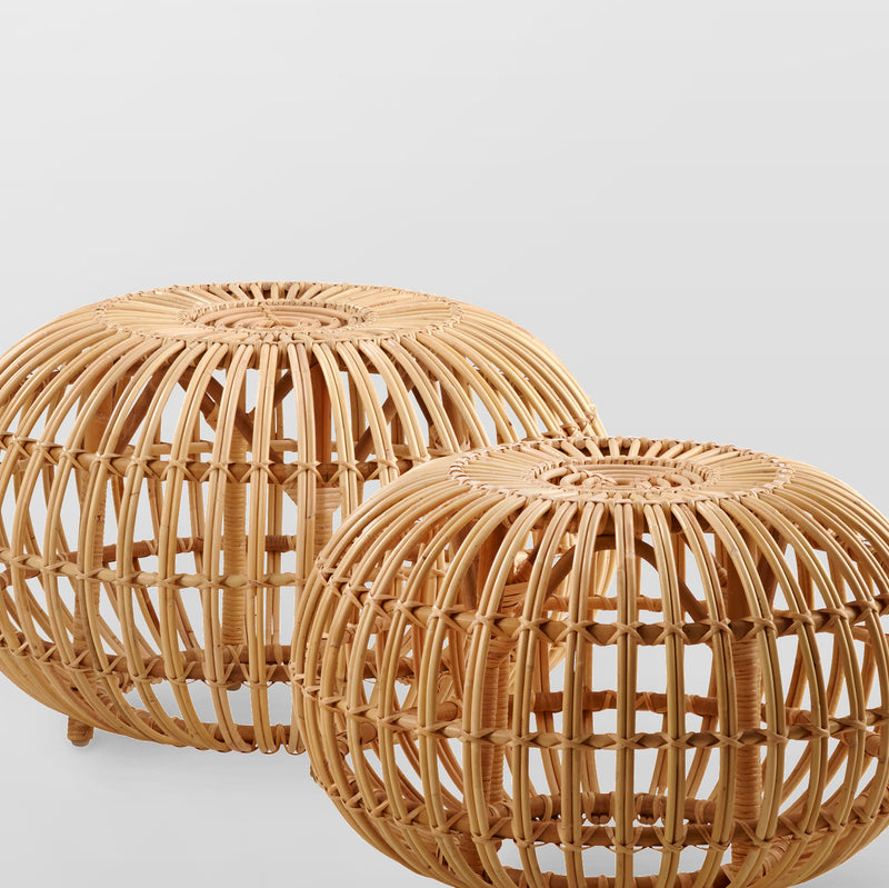 The Rattan ottoman designed by Franco Albini