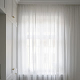 Ready made white sheer linen curtain 230cm length / 140cm wide (1 panel)