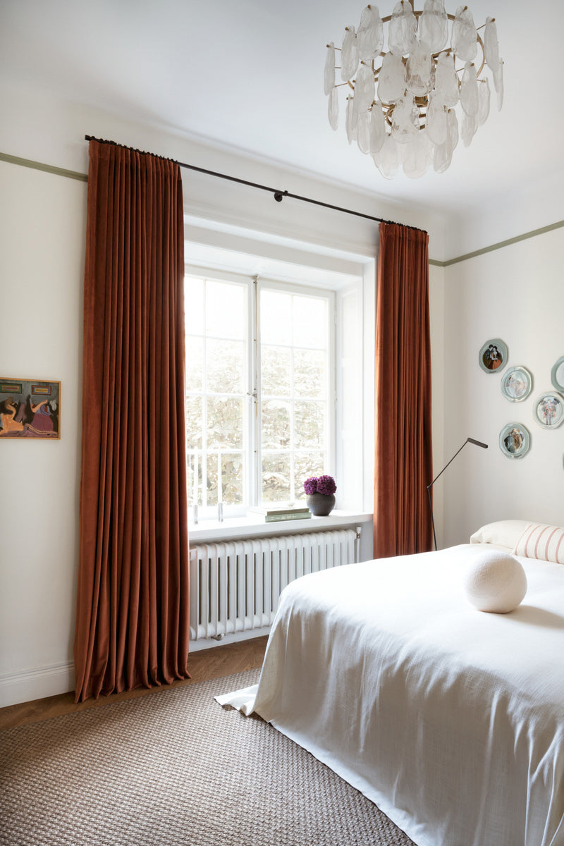 Velvet curtain fabric sample – Terracotta